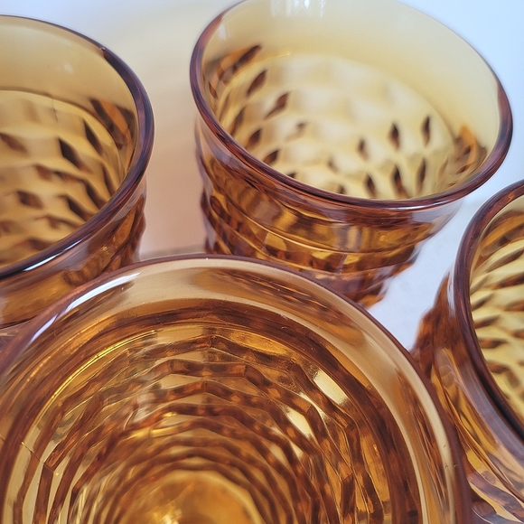 Whitehall 4 pc 14 oz Golden Amber Glass Cooler Set #2487 by Indiana Glass w Box - Picture 7 of 16